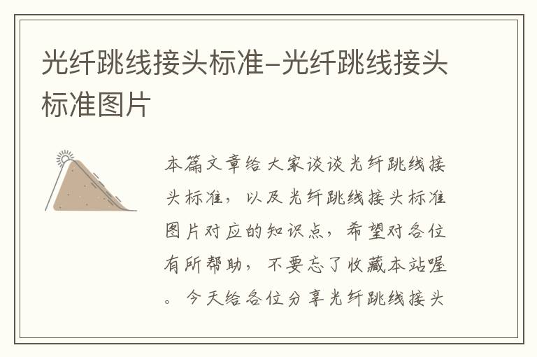 光纤跳线接头标准-光纤跳线接头标准图片