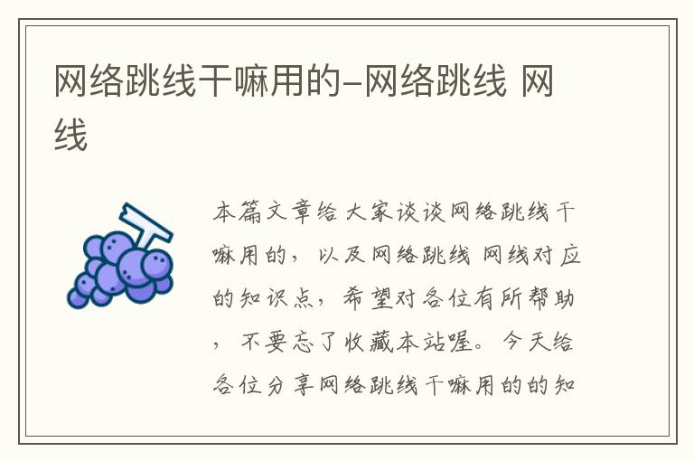网络跳线干嘛用的-网络跳线 网线