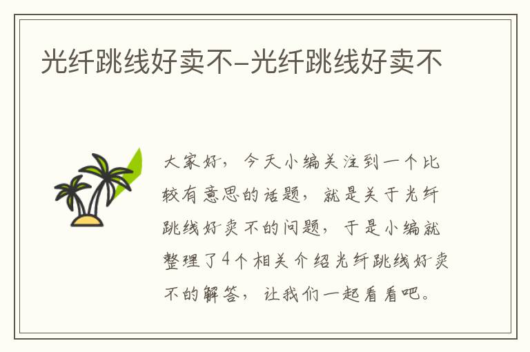 光纤跳线好卖不-光纤跳线好卖不