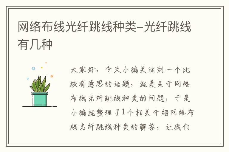 网络布线光纤跳线种类-光纤跳线有几种