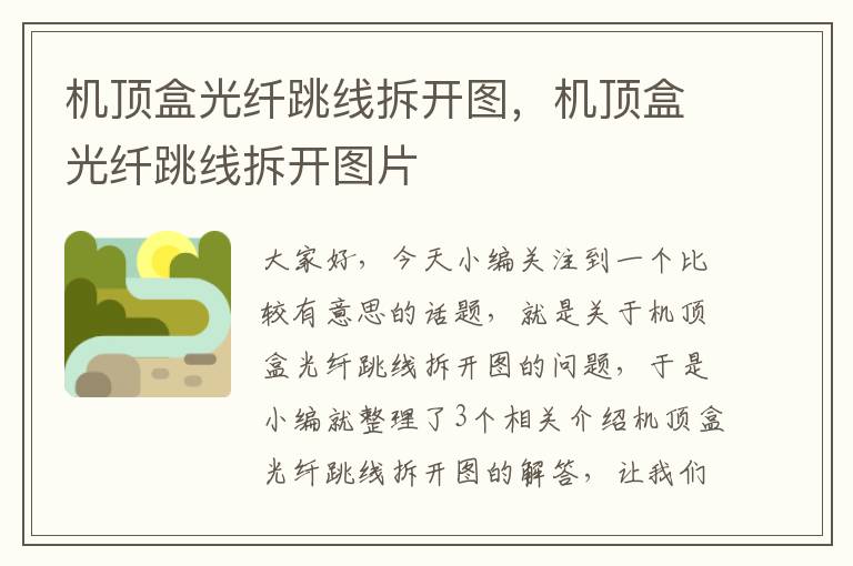 机顶盒光纤跳线拆开图,机顶盒光纤跳线拆开图片