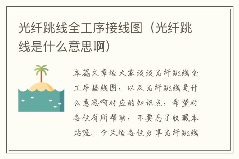光纤跳线全工序接线图(光纤跳线是什么意思啊)