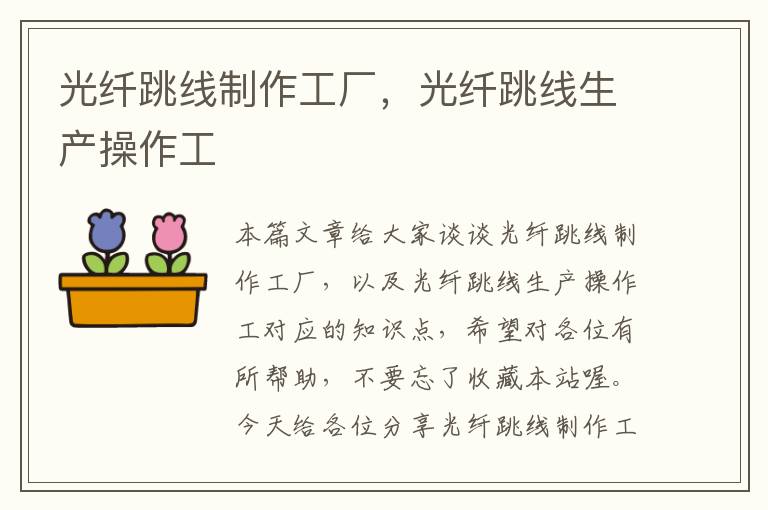 光纤跳线制作工厂,光纤跳线生产操作工