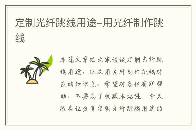 定制光纤跳线用途-用光纤制作跳线