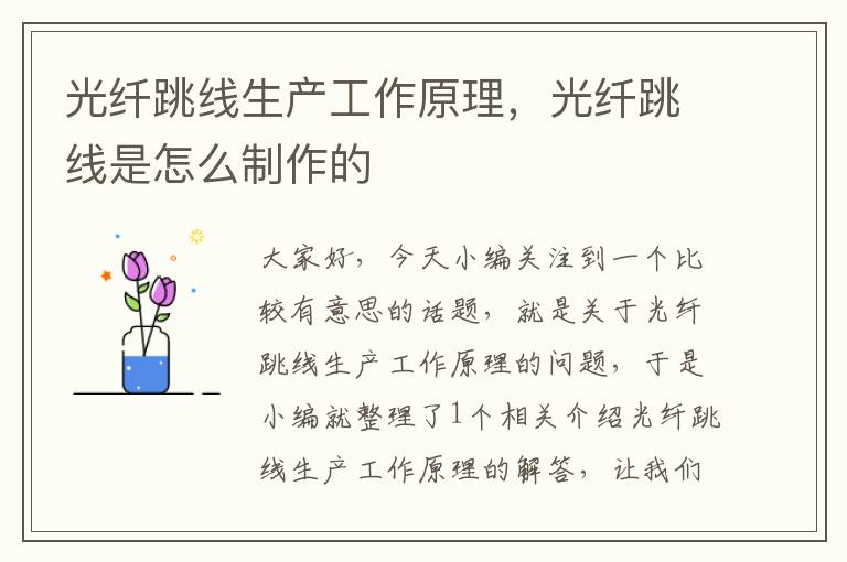 光纤跳线生产工作原理,光纤跳线是怎么制作的