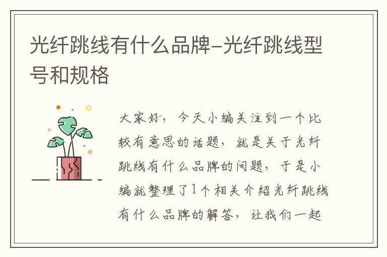 光纤跳线有什么品牌-光纤跳线型号和规格