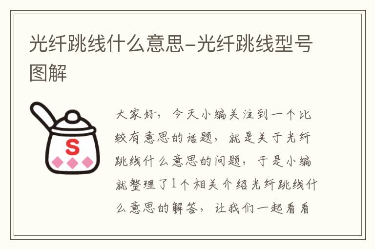 光纤跳线什么意思-光纤跳线型号图解