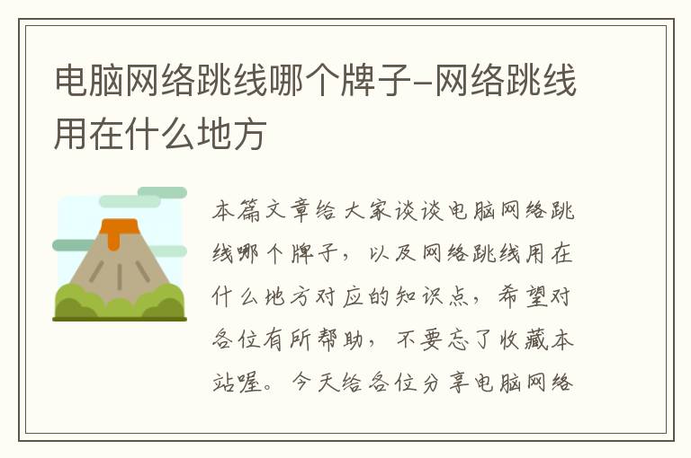 电脑网络跳线哪个牌子-网络跳线用在什么地方