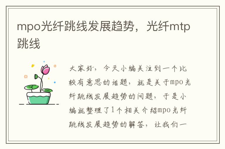 mpo光纤跳线发展趋势,光纤mtp跳线
