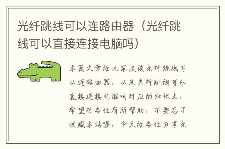 光纤跳线可以连路由器(光纤跳线可以直接连接电脑吗)