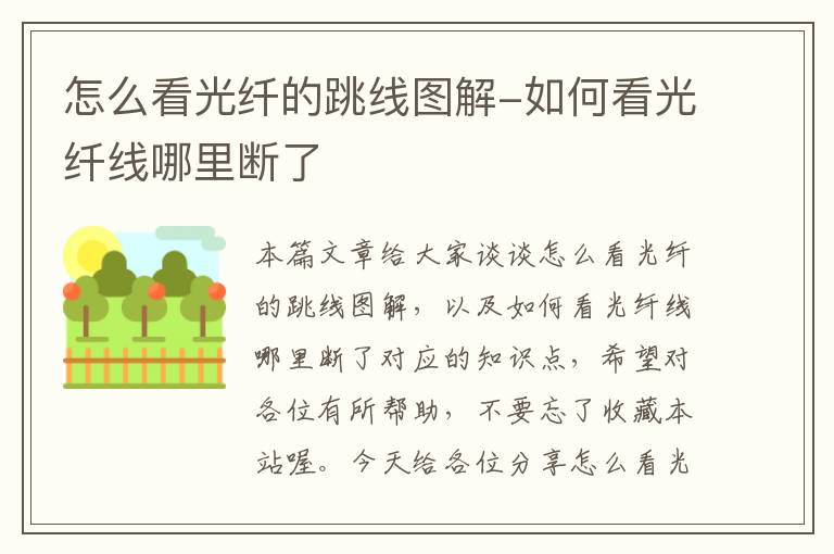 怎么看光纤的跳线图解-如何看光纤线哪里断了