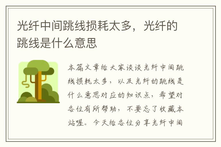 光纤中间跳线损耗太多,光纤的跳线是什么意思