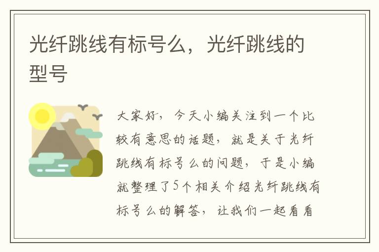 光纤跳线有标号么,光纤跳线的型号