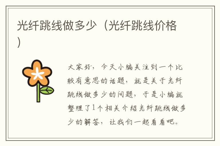 光纤跳线做多少(光纤跳线价格)