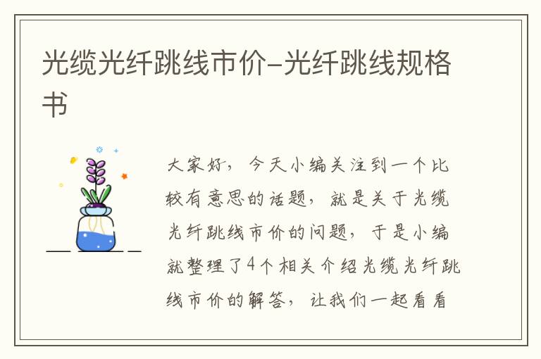 光缆光纤跳线市价-光纤跳线规格书