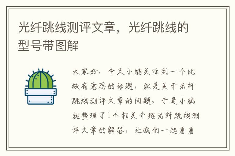 光纤跳线测评文章,光纤跳线的型号带图解