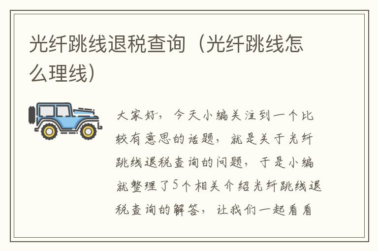 光纤跳线退税查询(光纤跳线怎么理线)