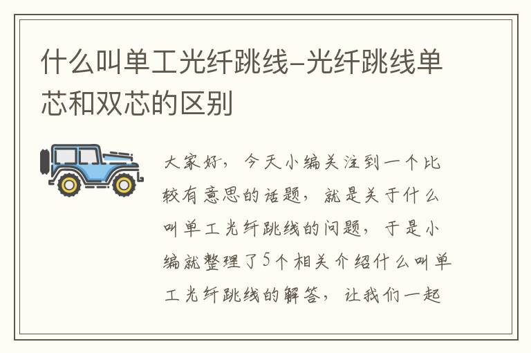 什么叫单工光纤跳线-光纤跳线单芯和双芯的区别