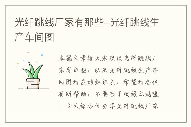 光纤跳线厂家有那些-光纤跳线生产车间图