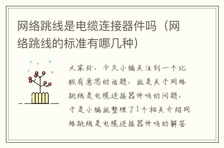 网络跳线是电缆连接器件吗(网络跳线的标准有哪几种)