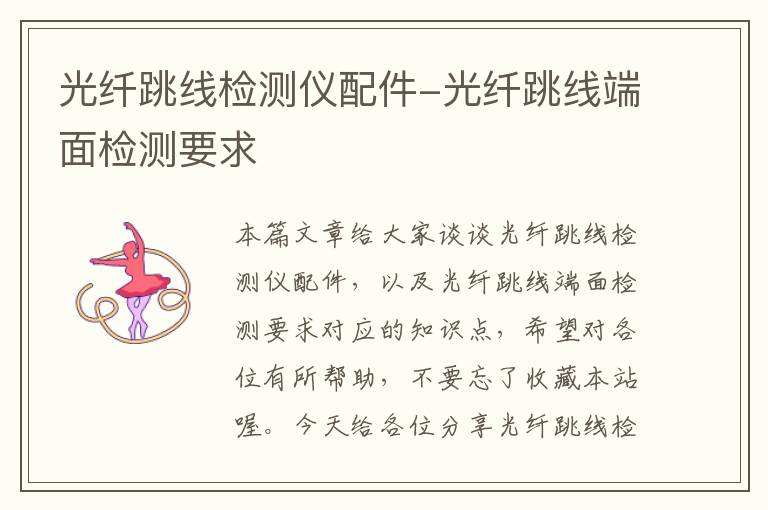 光纤跳线检测仪配件-光纤跳线端面检测要求