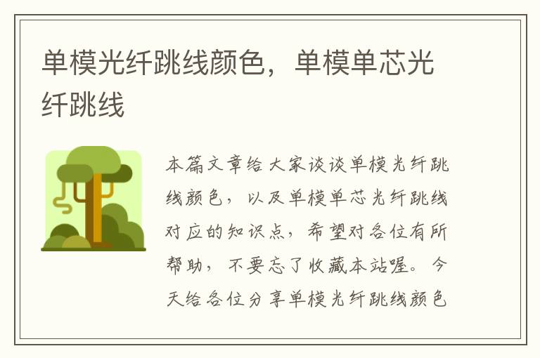 单模光纤跳线颜色,单模单芯光纤跳线
