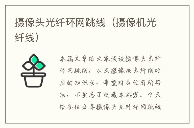 摄像头光纤环网跳线(摄像机光纤线)