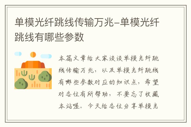 单模光纤跳线传输万兆-单模光纤跳线有哪些参数